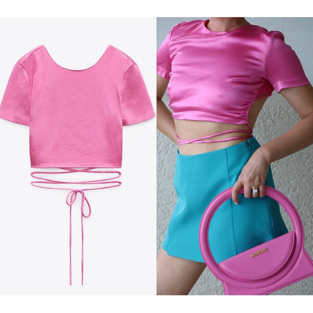 Zara satin effect crop top, size S